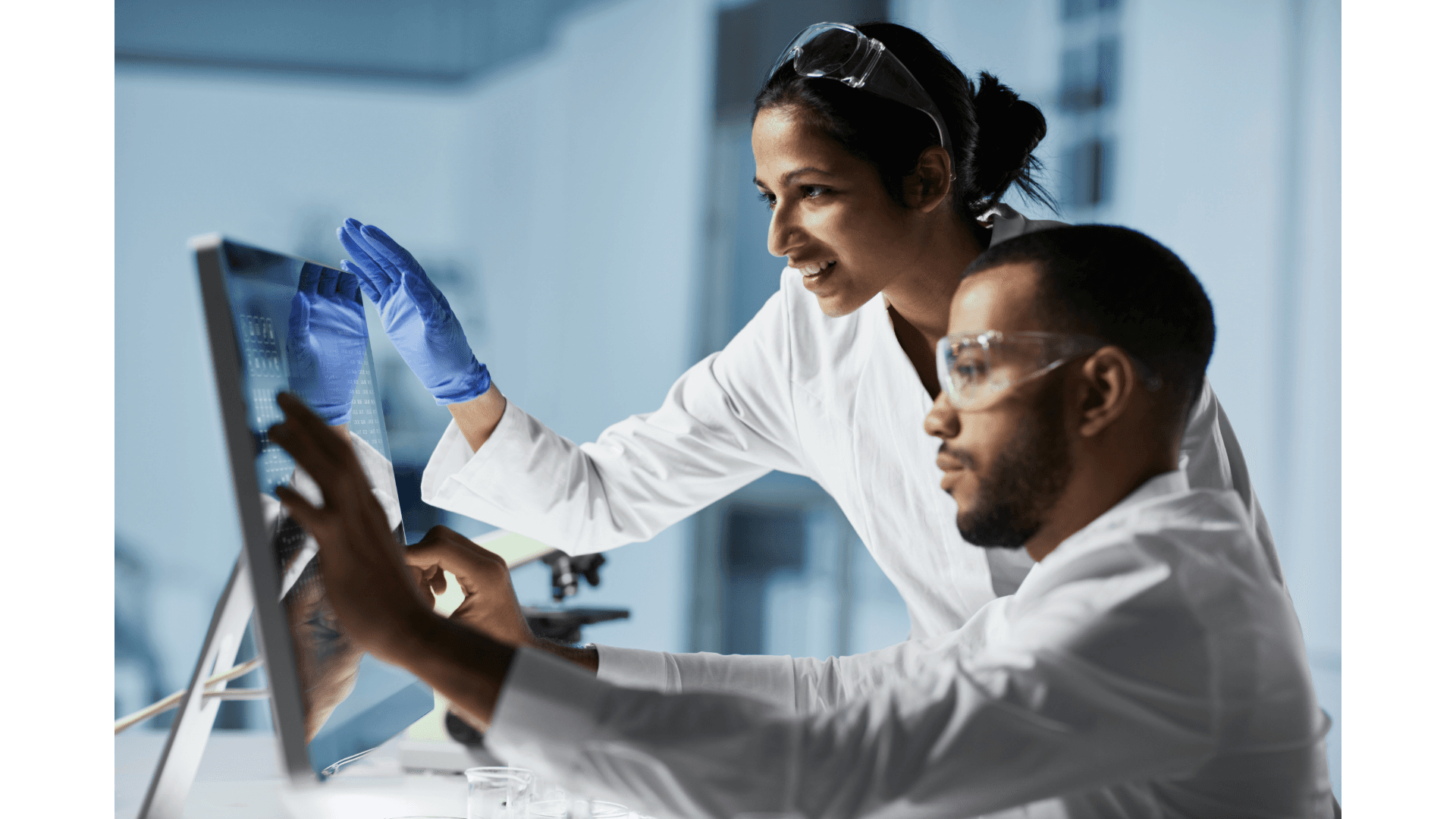 Scientists working in a bioinformatics laboratory